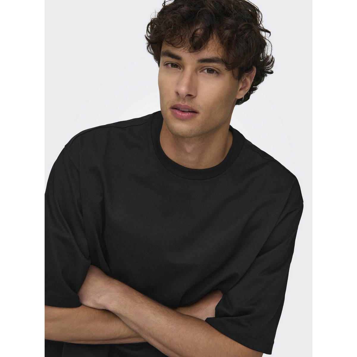 ONLY & SONS OVERSIZE FIT ROUND NECK T-SHIRT 22027787 BLACK - Μαύρο - XL